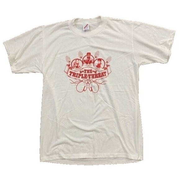 Vintage 80s Triple Threat Great American Boxing Shirt Adult L Jerzees tag - Picture 1 of 7